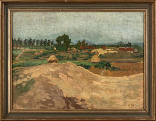 Nikolai Bergholz “Maastik viljahakkidega” 1924-26, 52x66.5